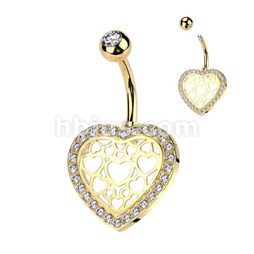 316L Surgical Steel 316L Surgical Steel Belly Ring With Hollow Heart... - Image 3