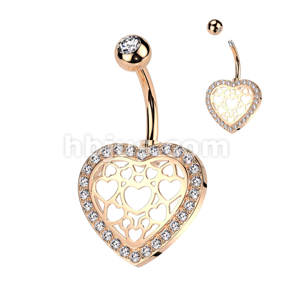 316L Surgical Steel 316L Surgical Steel Belly Ring With Hollow Heart... - Image 4