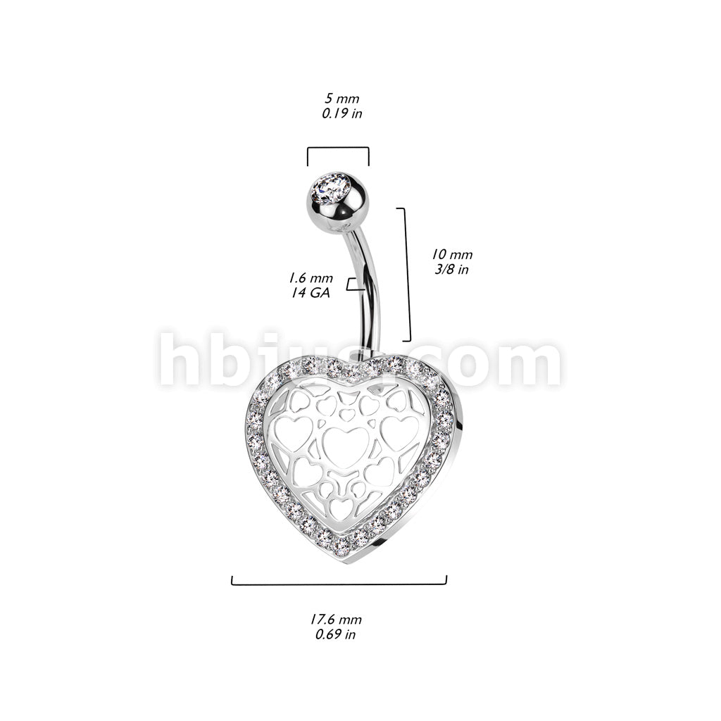 316L Surgical Steel 316L Surgical Steel Belly Ring With Hollow Heart... - Image 5