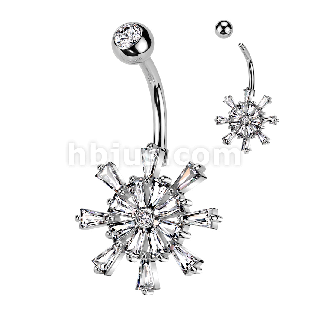 316L Surgical Steel 316L Surgical Steel CZ Ship Wheel Belly Button Ring - Image 2