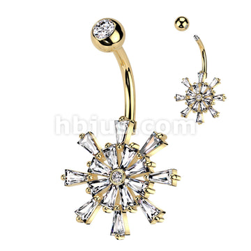 316L Surgical Steel 316L Surgical Steel CZ Ship Wheel Belly Button Ring - Image 3