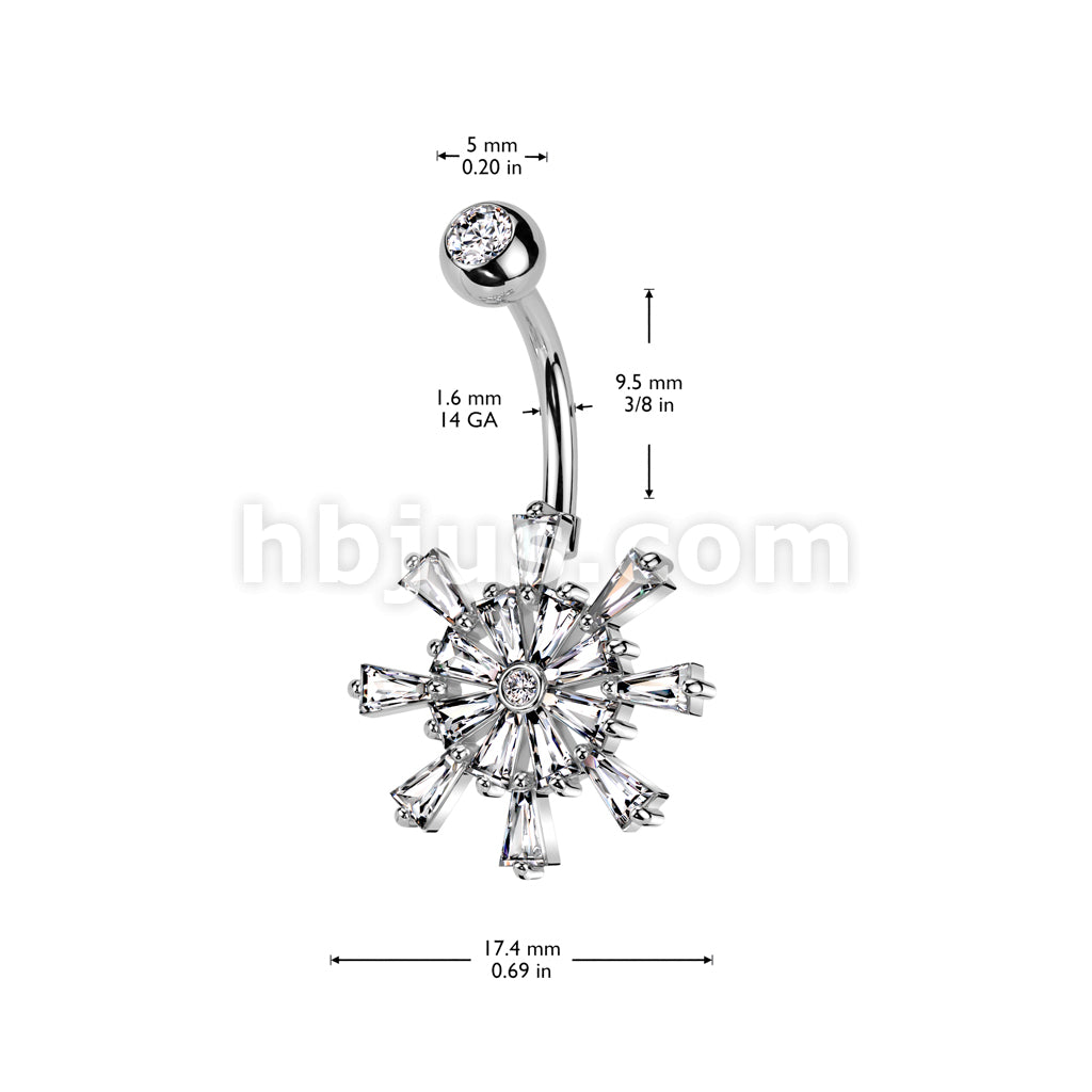 316L Surgical Steel 316L Surgical Steel CZ Ship Wheel Belly Button Ring - Image 4