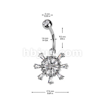 316L Surgical Steel 316L Surgical Steel CZ Ship Wheel Belly Button Ring - Image 4