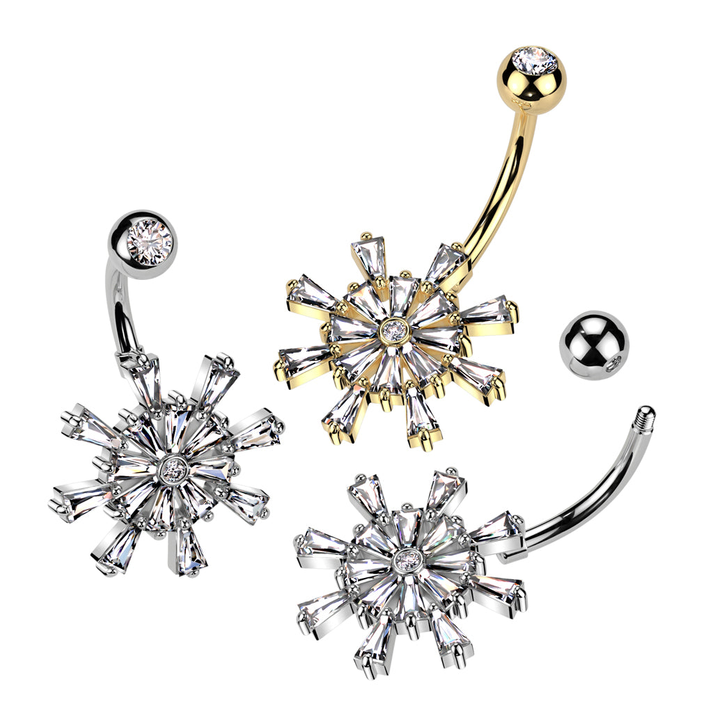 316L Surgical Steel 316L Surgical Steel CZ Ship Wheel Belly Button Ring