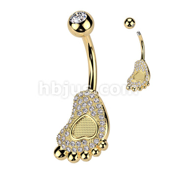 316L Surgical Steel 316L Surgical Steel Pave CZ Baby Foot With Heart... - Image 3