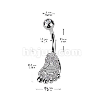 316L Surgical Steel 316L Surgical Steel Pave CZ Baby Foot With Heart... - Image 4