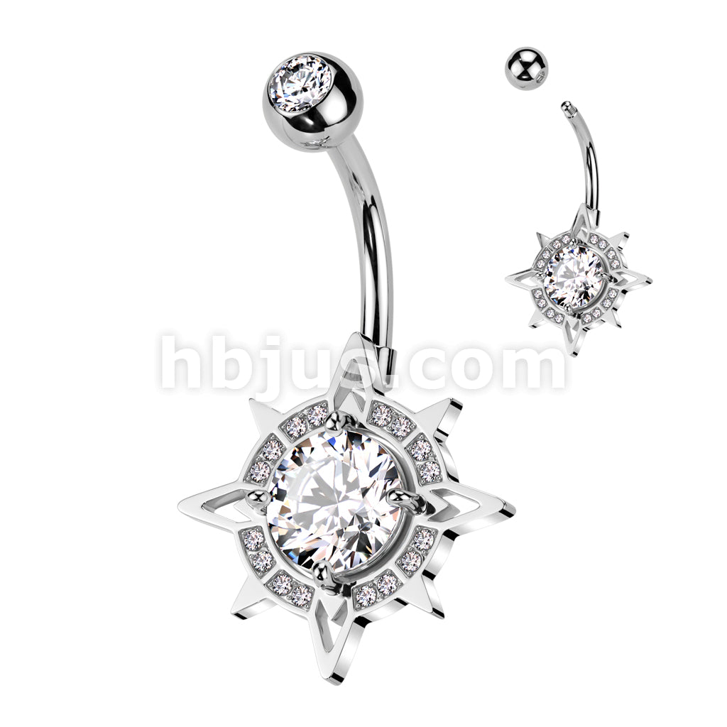 316L Surgical Steel 316L Surgical Steel CZ Center With CZ Edge Compass... - Image 2