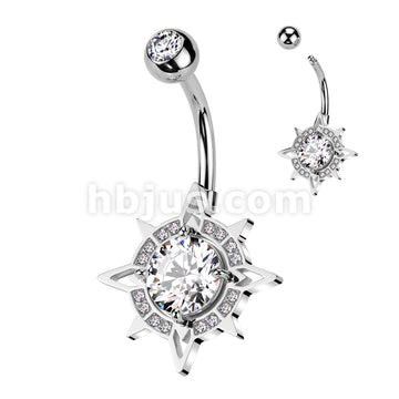 316L Surgical Steel 316L Surgical Steel CZ Center With CZ Edge Compass... - Image 2