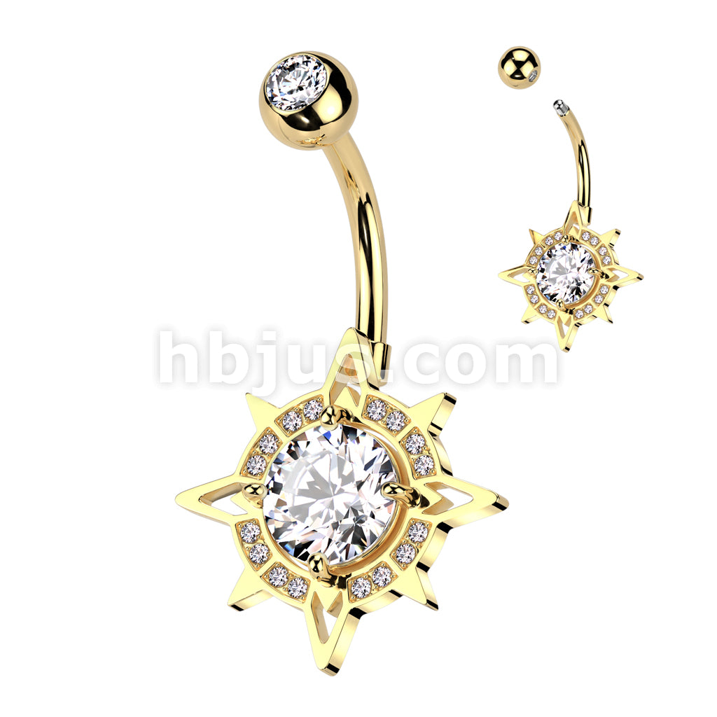 316L Surgical Steel 316L Surgical Steel CZ Center With CZ Edge Compass... - Image 3