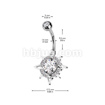 316L Surgical Steel 316L Surgical Steel CZ Center With CZ Edge Compass... - Image 4