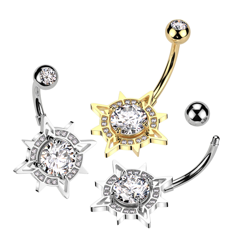 316L Surgical Steel 316L Surgical Steel CZ Center With CZ Edge Compass...