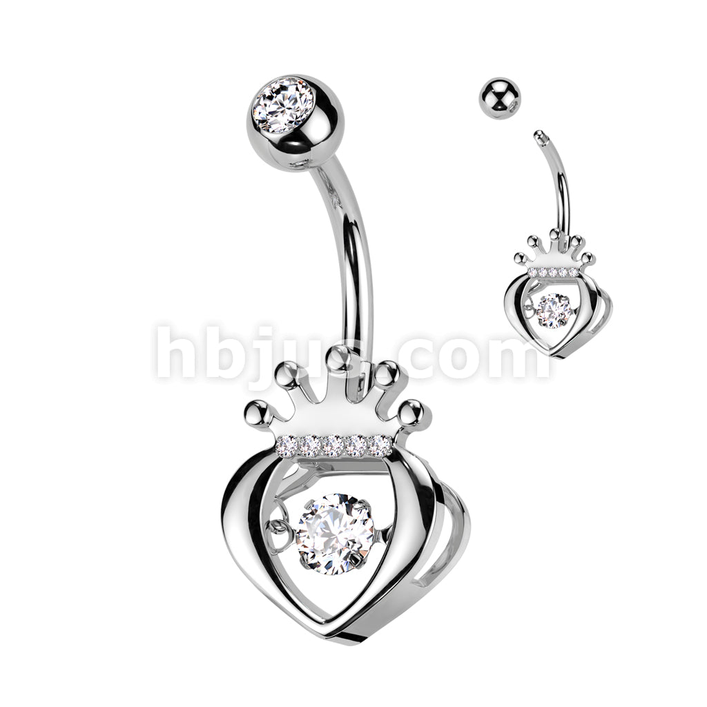 316L Surgical Steel 316L Surgical Steel Hollow CZ Crown Heart With... - Image 2