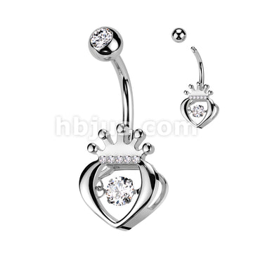 316L Surgical Steel 316L Surgical Steel Hollow CZ Crown Heart With... - Image 2