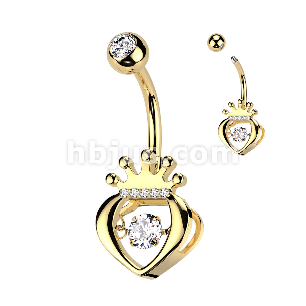 316L Surgical Steel 316L Surgical Steel Hollow CZ Crown Heart With... - Image 3