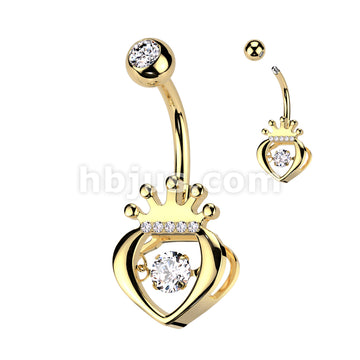 316L Surgical Steel 316L Surgical Steel Hollow CZ Crown Heart With... - Image 3