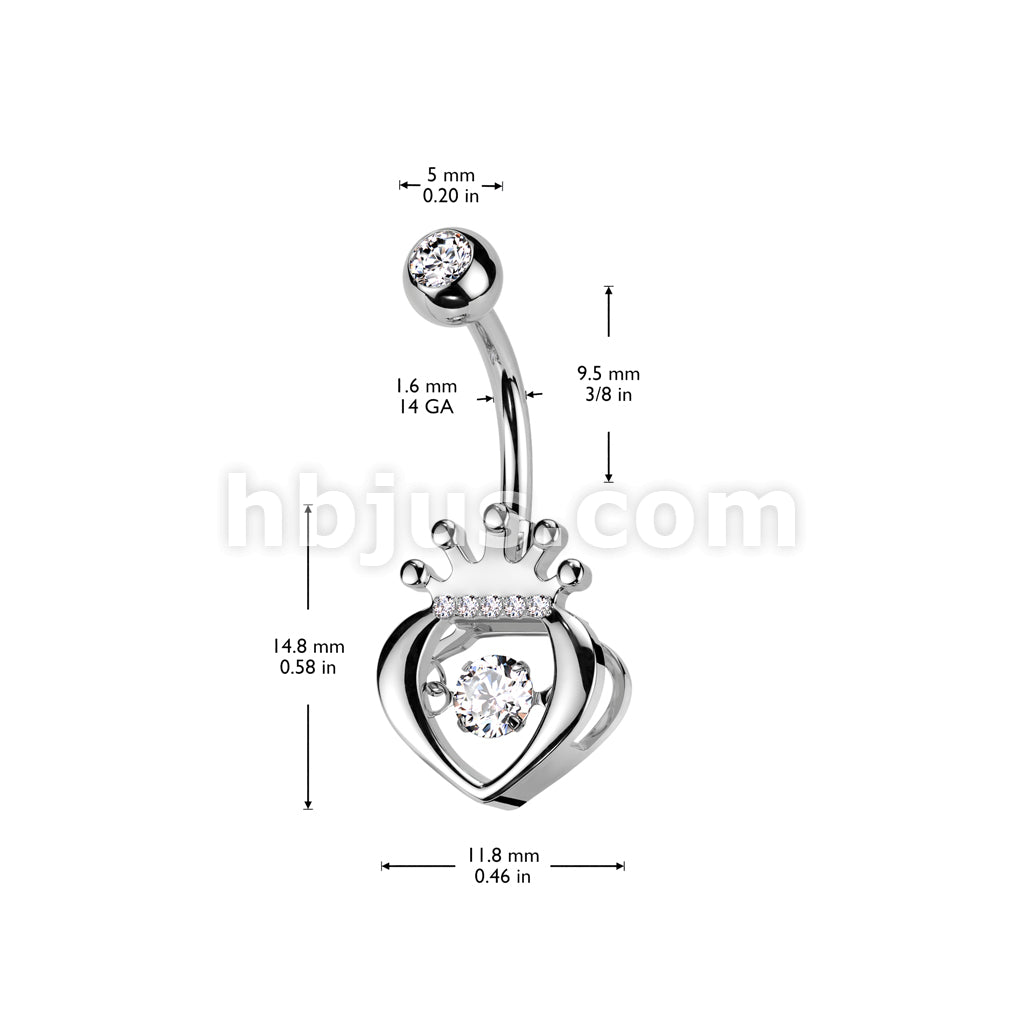 316L Surgical Steel 316L Surgical Steel Hollow CZ Crown Heart With... - Image 4