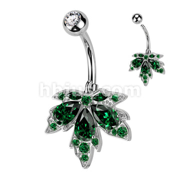 316L Surgical Steel 316L Surgical Steel Triple Teardrop CZ Maple Leaf... - Image 3