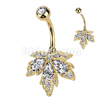 316L Surgical Steel 316L Surgical Steel Triple Teardrop CZ Maple Leaf... - Image 4