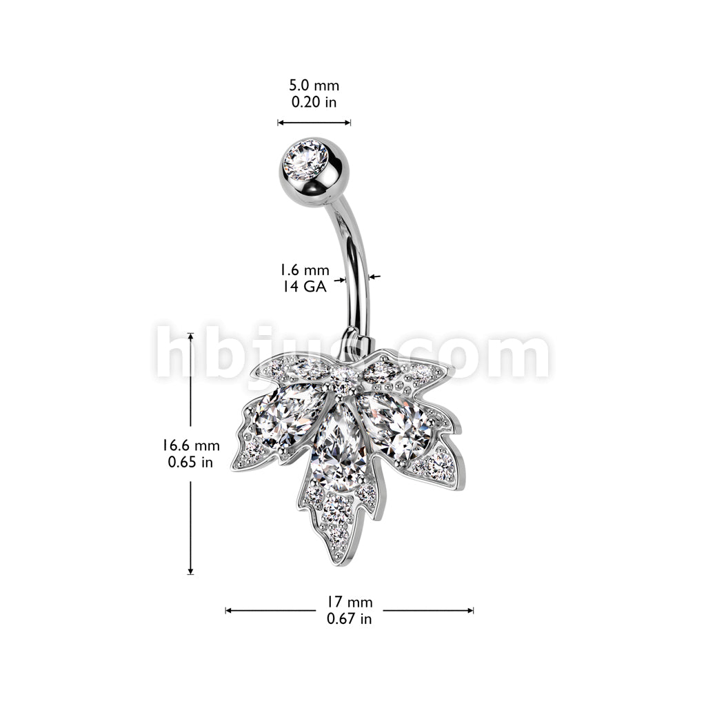 316L Surgical Steel 316L Surgical Steel Triple Teardrop CZ Maple Leaf... - Image 6
