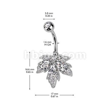 316L Surgical Steel 316L Surgical Steel Triple Teardrop CZ Maple Leaf... - Image 6