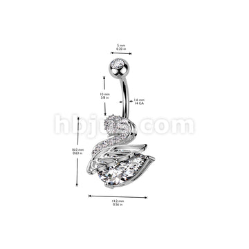 316L Surgical Steel 316L Surgical Steel CZ Swan With Wing Belly Button Ring - Image 4
