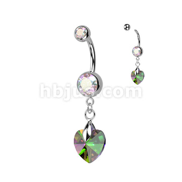 316L Surgical Steel 316L Surgical Steel Crystal Ray Prism Heart Belly... - Image 2