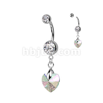 316L Surgical Steel 316L Surgical Steel Crystal Ray Prism Heart Belly... - Image 3