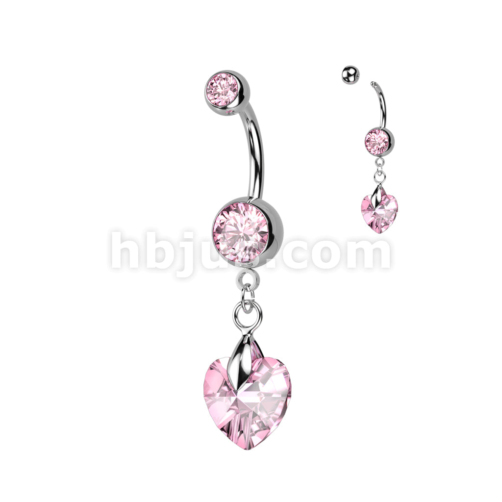316L Surgical Steel 316L Surgical Steel Crystal Ray Prism Heart Belly... - Image 4
