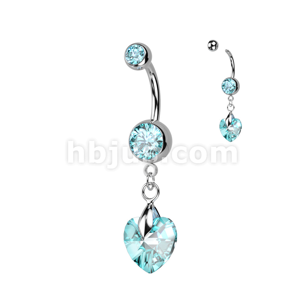 316L Surgical Steel 316L Surgical Steel Crystal Ray Prism Heart Belly... - Image 5