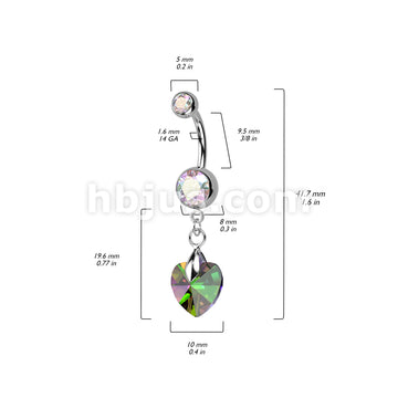 316L Surgical Steel 316L Surgical Steel Crystal Ray Prism Heart Belly... - Image 6