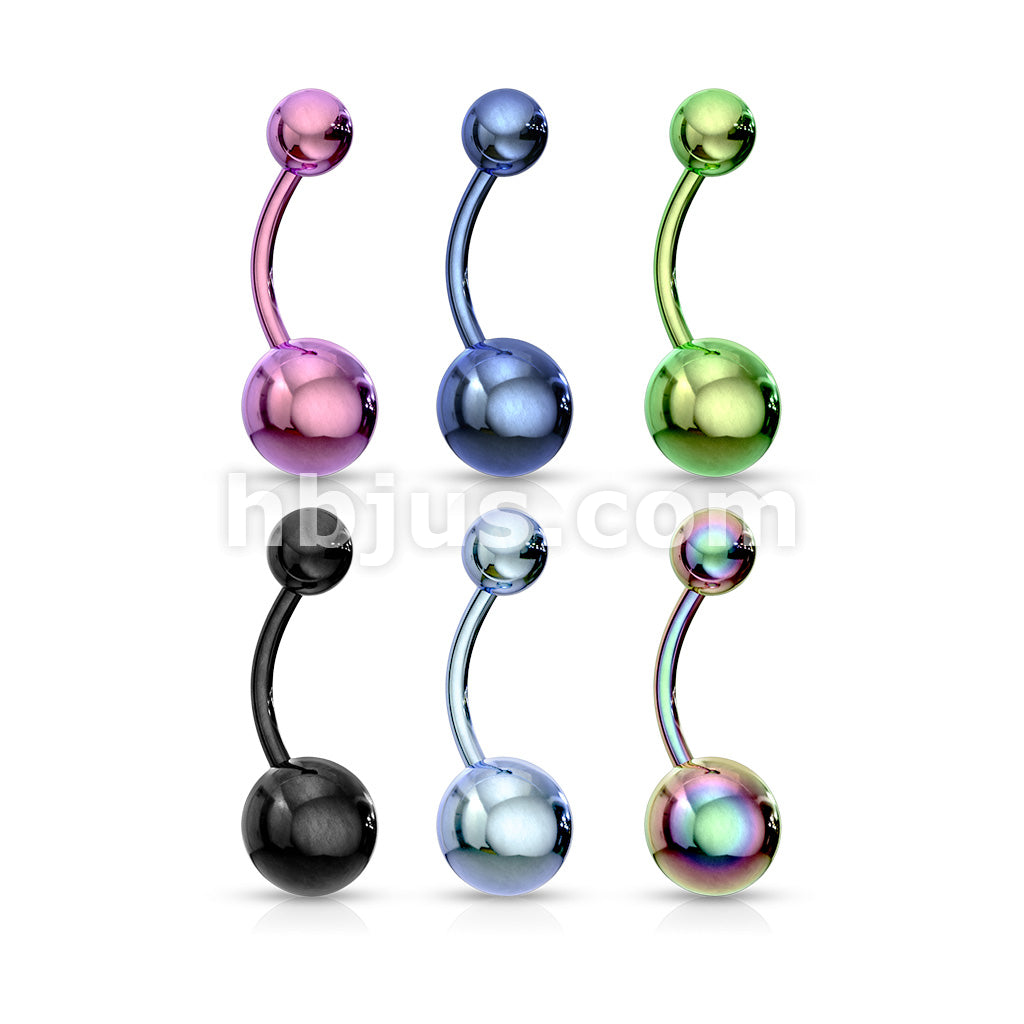 Titanium Plated over 316L Surgical Stainless Steel Navel Rings 100pc Pack (20pcs X 5 Colors) 