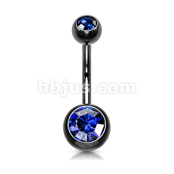 316L Surgical Steel Double Jeweled Belly Ring Titanium IP over 316L... - Image 6