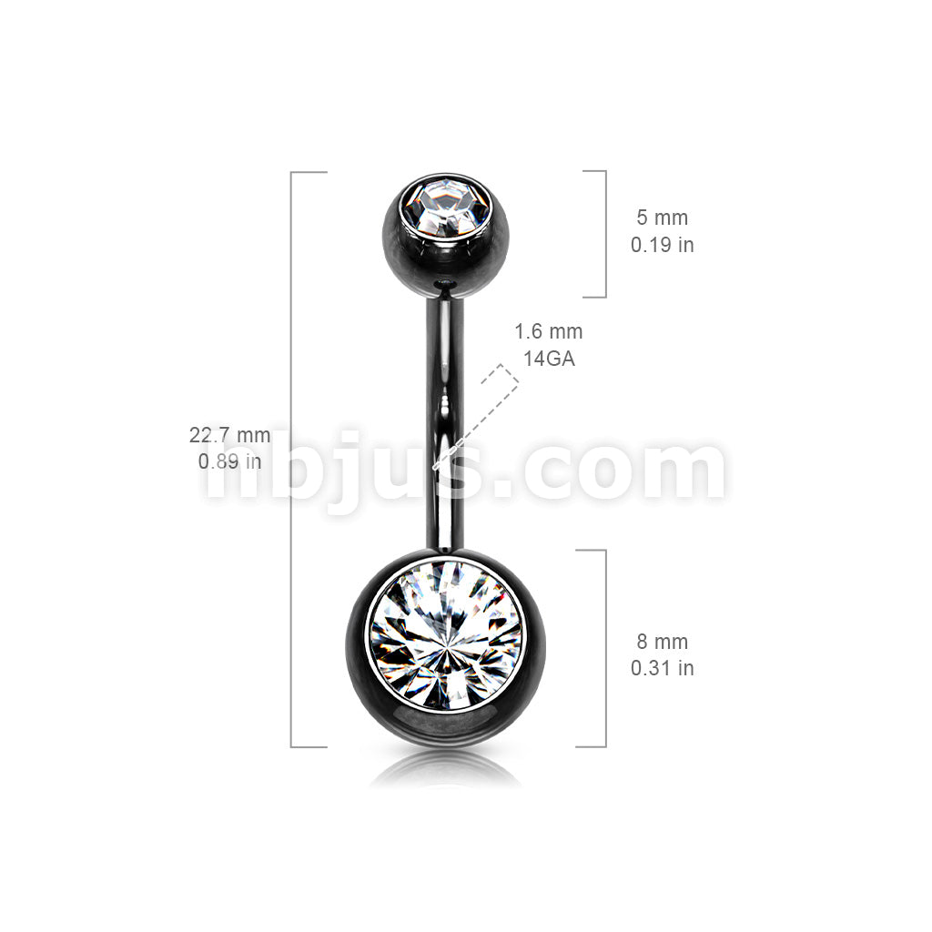 316L Surgical Steel Double Jeweled Belly Ring Titanium IP over 316L... - Image 13
