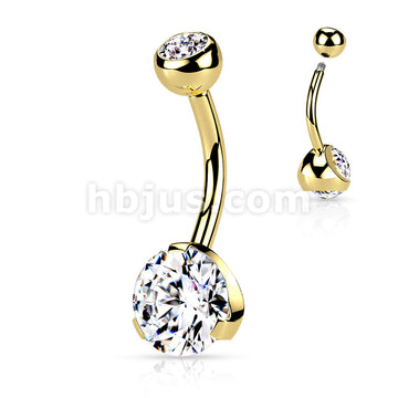 Titanium IP Over 316L Surgical Steel Navel Ring with Prong Set 8mm CZ - Image 3