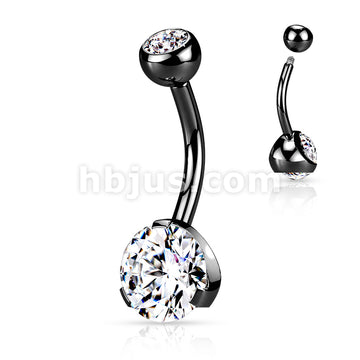 Titanium IP Over 316L Surgical Steel Navel Ring with Prong Set 8mm CZ - Image 4