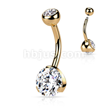 Titanium IP Over 316L Surgical Steel Navel Ring with Prong Set 8mm CZ - Image 5