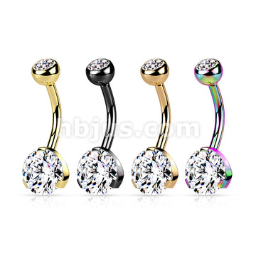 Titanium IP Over 316L Surgical Steel Navel Ring with Prong Set 8mm CZ - Image 8