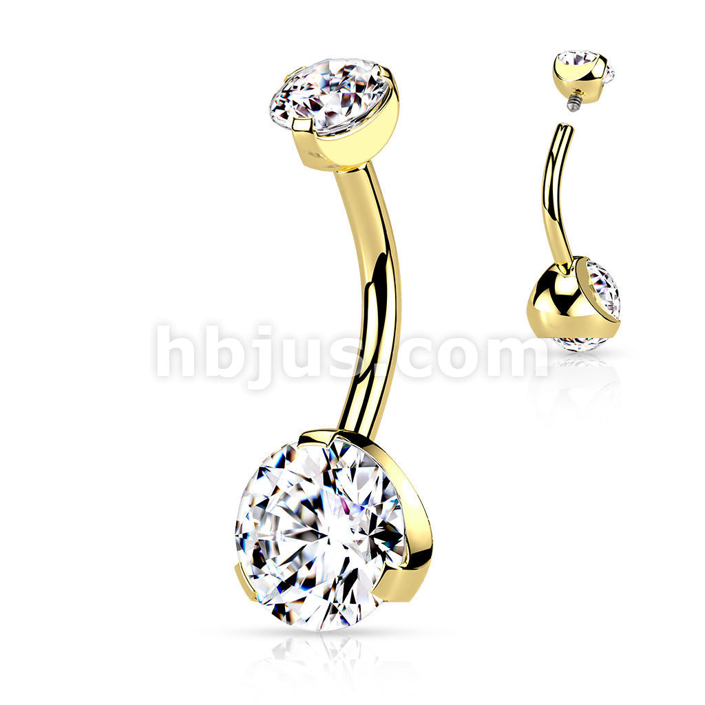 Prong Set Titanium IP Over Internally Threaded 316L Surgical Steel... - Image 3