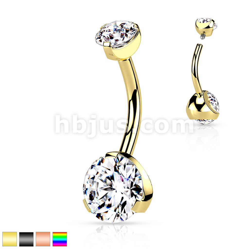 Prong Set Titanium IP Over Internally Threaded 316L Surgical Steel... - Image 2