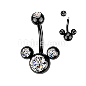 Titanium IP Over 316L Surgical Steel Triple Bubble Navel Ring - Image 4