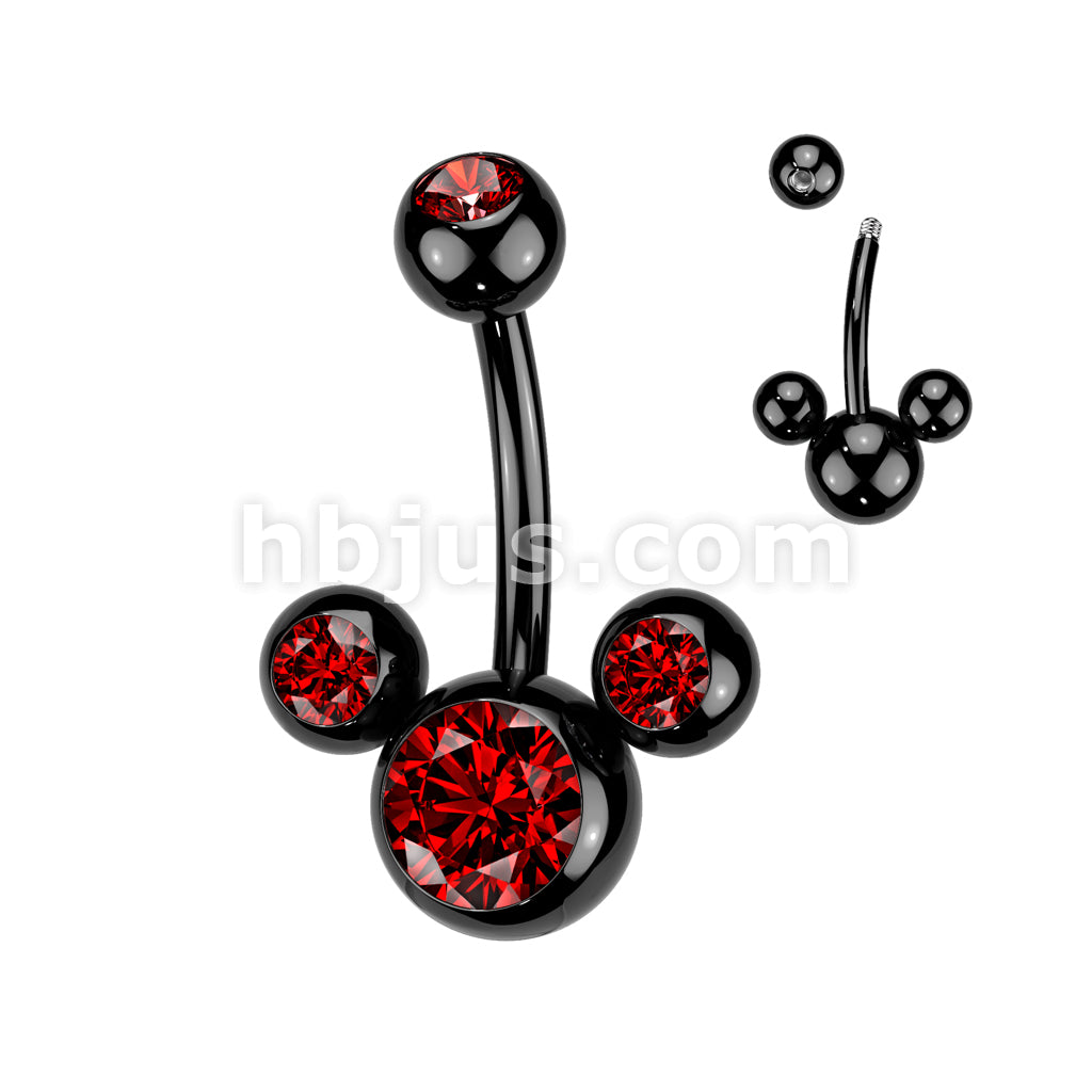 Titanium IP Over 316L Surgical Steel Triple Bubble Navel Ring - Image 5