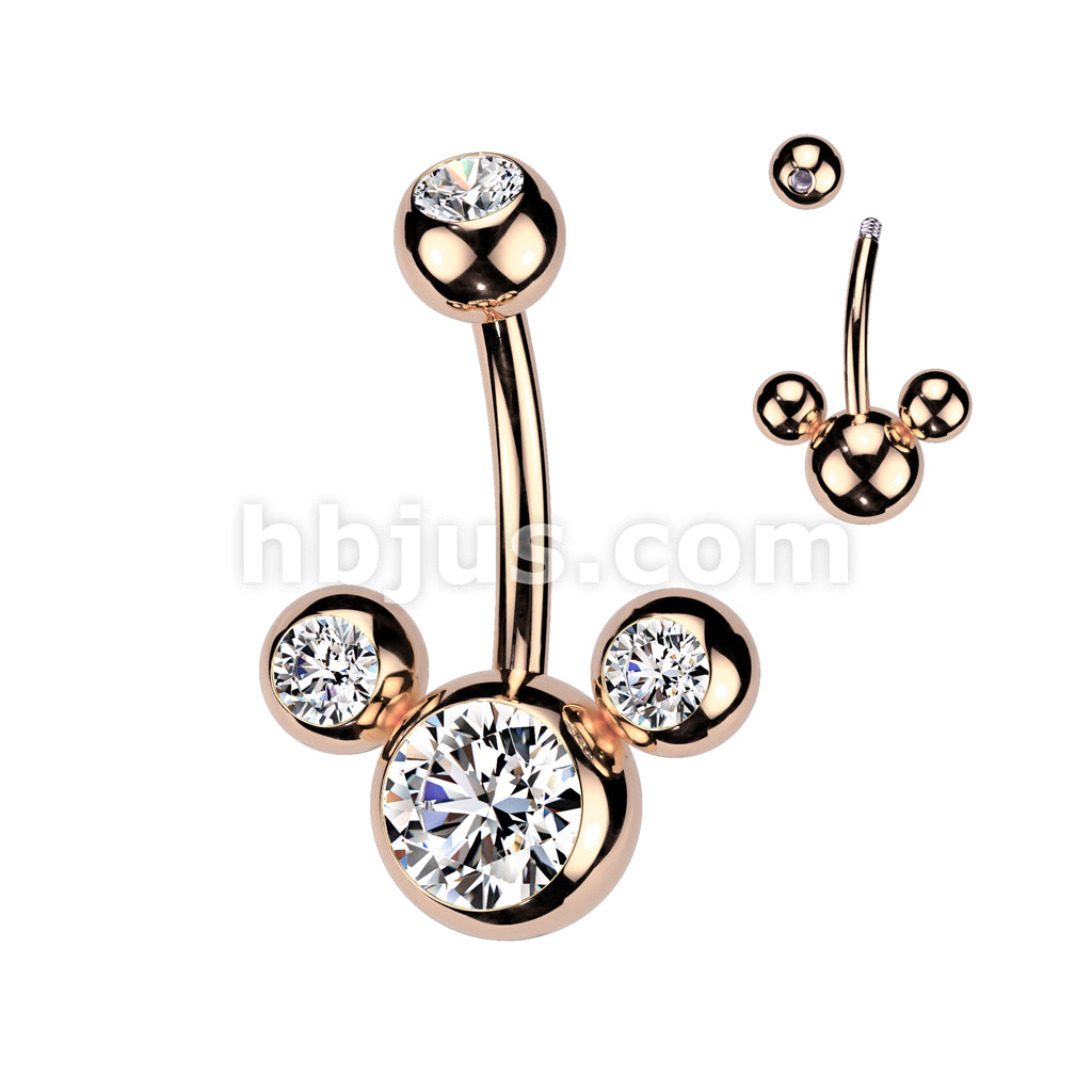 Titanium IP Over 316L Surgical Steel Triple Bubble Navel Ring - Image 3