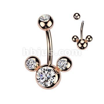 Titanium IP Over 316L Surgical Steel Triple Bubble Navel Ring - Image 3