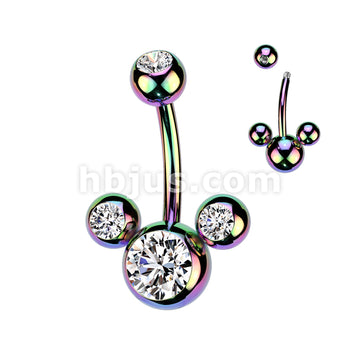 Titanium IP Over 316L Surgical Steel Triple Bubble Navel Ring - Image 6