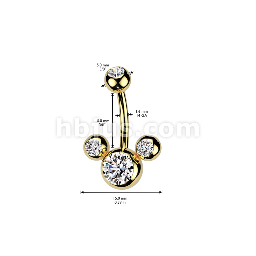 Titanium IP Over 316L Surgical Steel Triple Bubble Navel Ring - Image 7