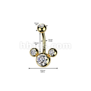 Titanium IP Over 316L Surgical Steel Triple Bubble Navel Ring - Image 7