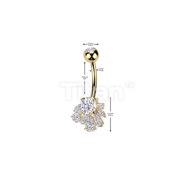 Implant Grade Titanium Bezel Set CZ Top With Brass CZ Cluster Belly Button Ring - Image 4
