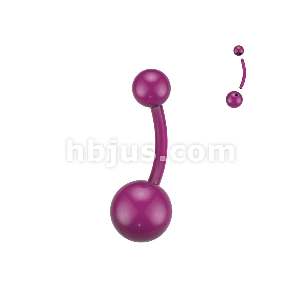 24 Pc Assorted Pack of Bioflex Belly Rings With Solid Colored Acrylic Balls - Image 2