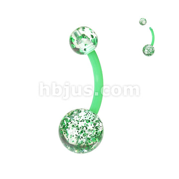 24 Pc Assorted Pack Bioflex Belly Rings With Ultra Glitter Acrylic Balls (6 Colors) - Image 4