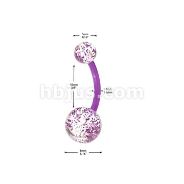 24 Pc Assorted Pack Bioflex Belly Rings With Ultra Glitter Acrylic Balls (6 Colors) - Image 8